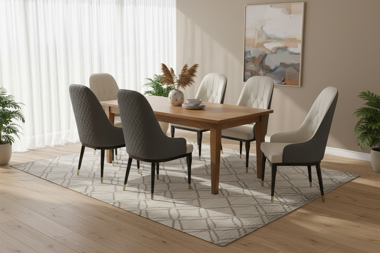6 Chair Dining Set - Natural Room Setting
