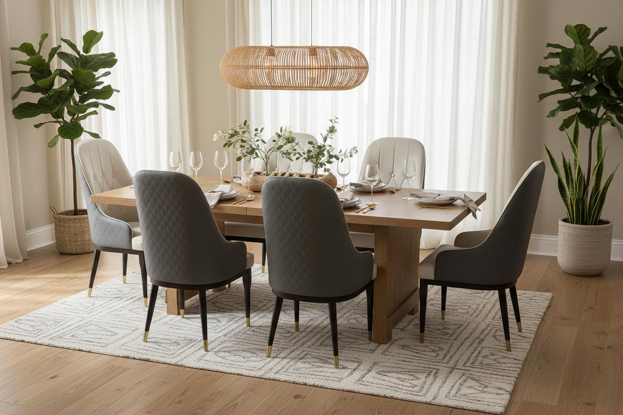 6 Chairs Around Dining Table - Modern Natural Setting