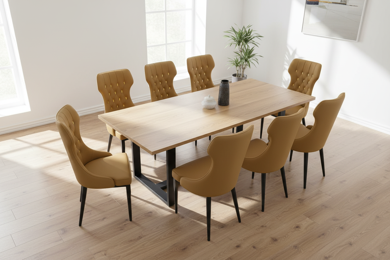 8 Chairs Dining Set Top View