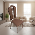 Brown ornate chair focused in modern room setting
