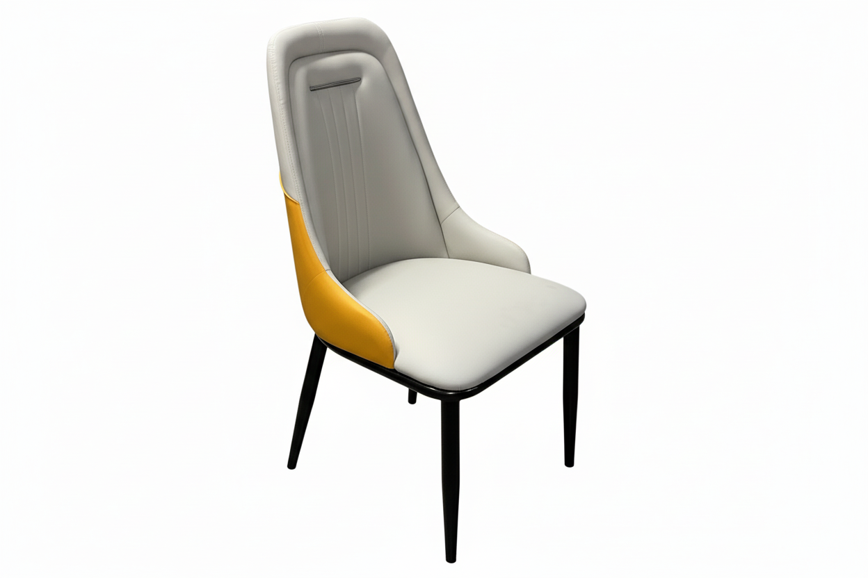 Modern Channel Tufted Dining Chair - Cream & Orange