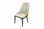 Modern Channel Tufted Dining Chair - Cream & Orange