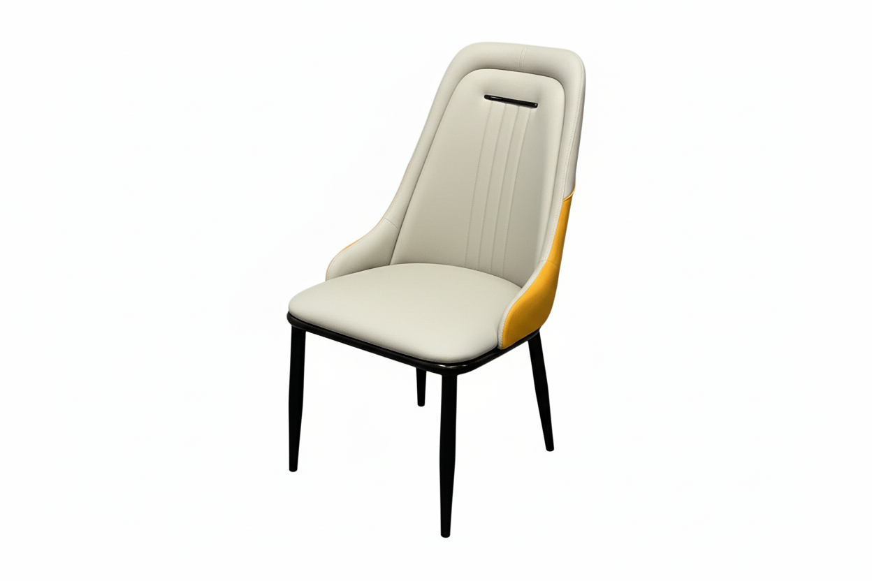 Modern Channel Tufted Dining Chair - Cream & Orange