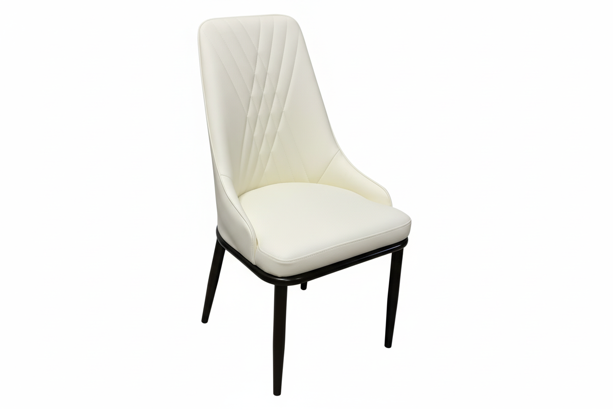 Cream chair front view with white background