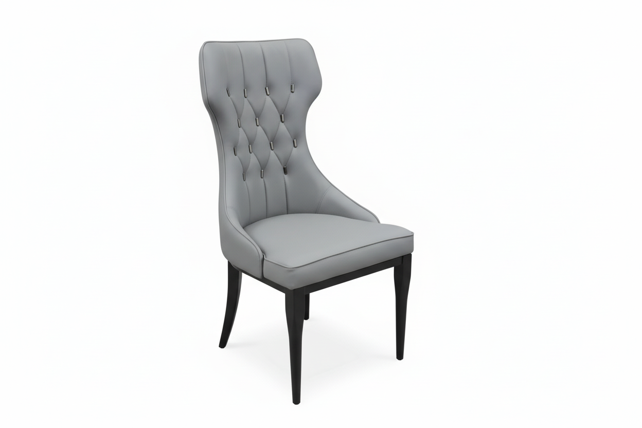 Gray Tufted Chair - No Background
