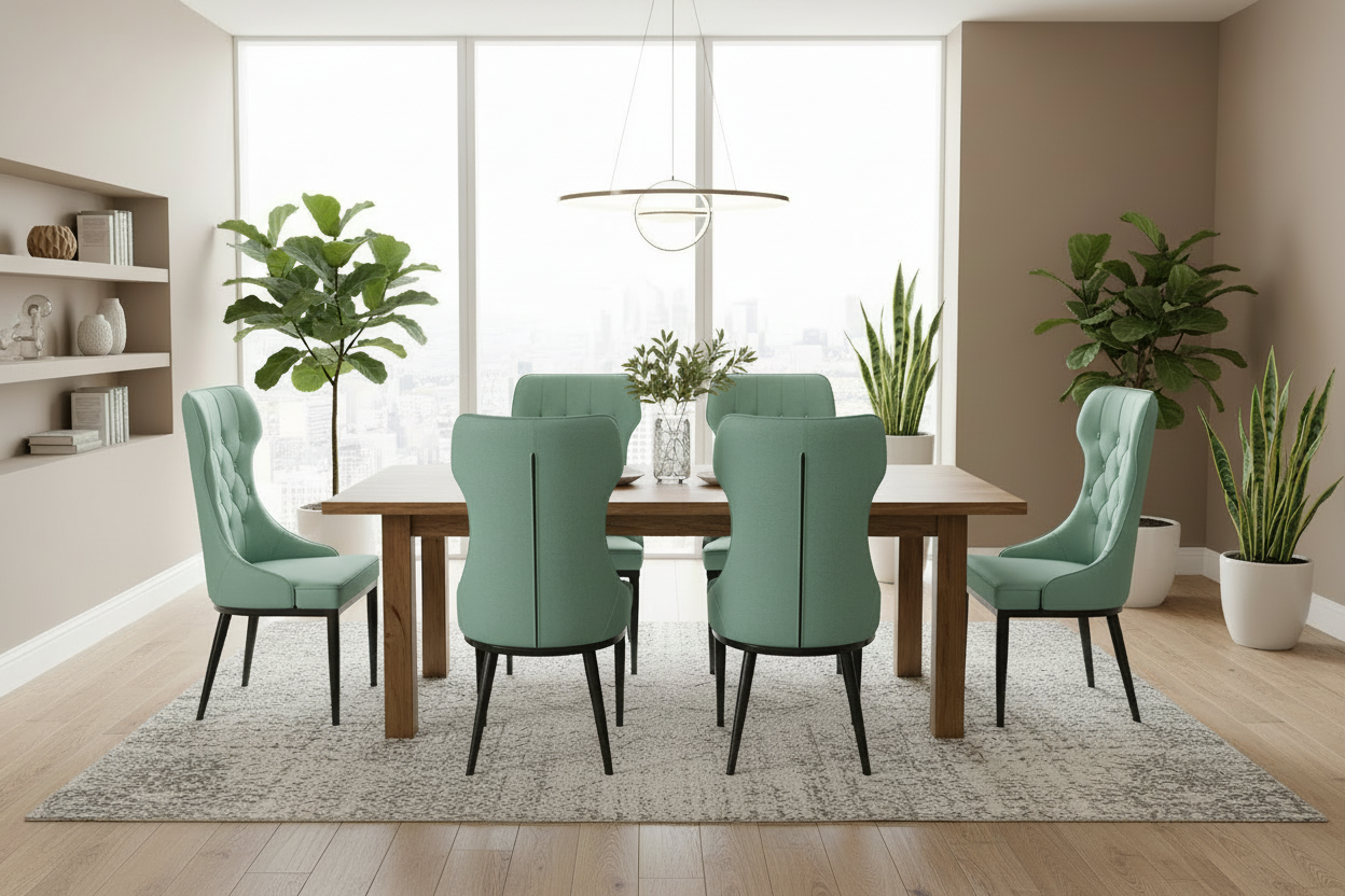 Set of 4 mint green chairs