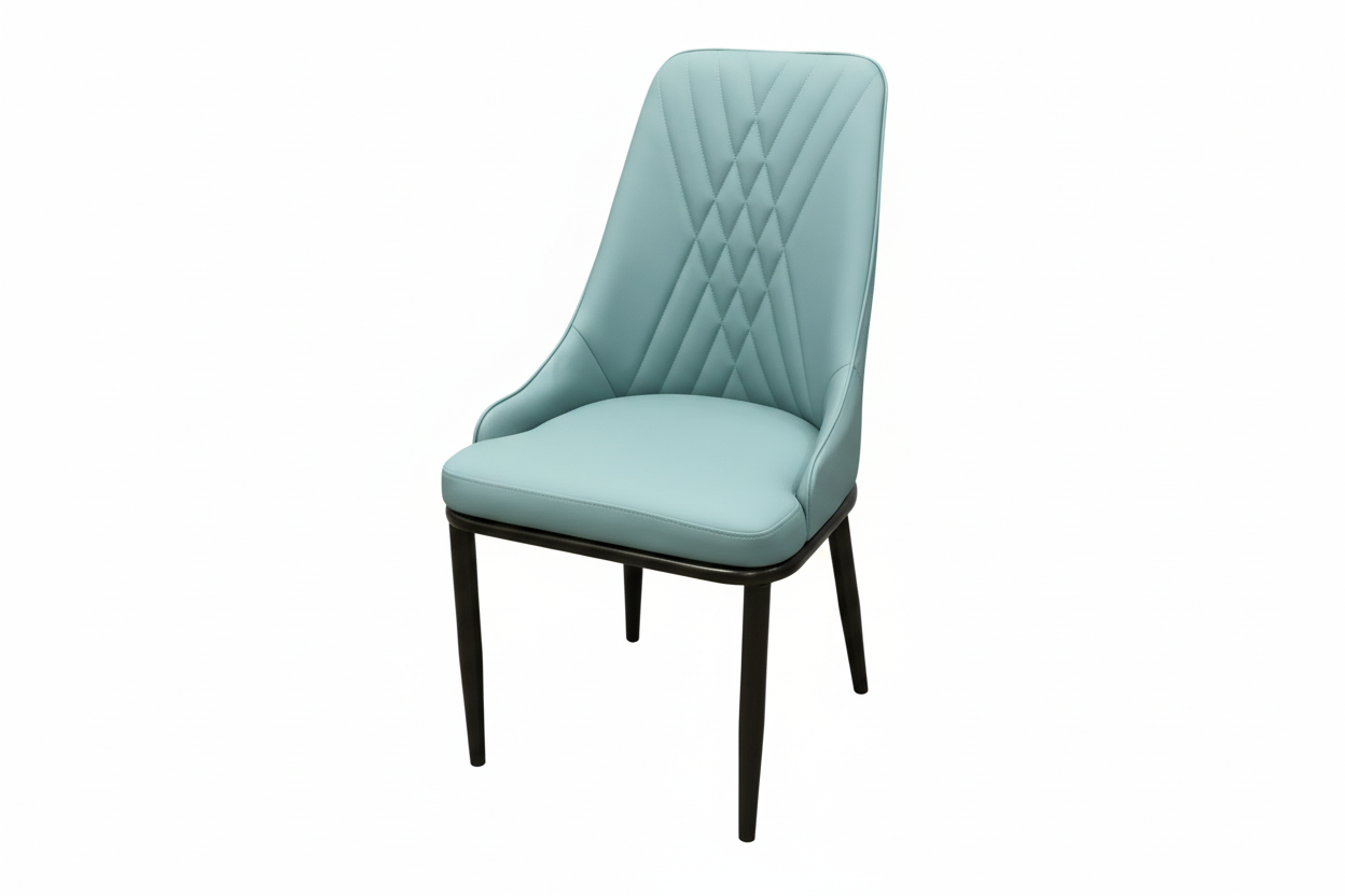 Mint chair angled view with white background
