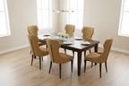 Set of 8 Tan Beige Dining Chairs - Top Right View