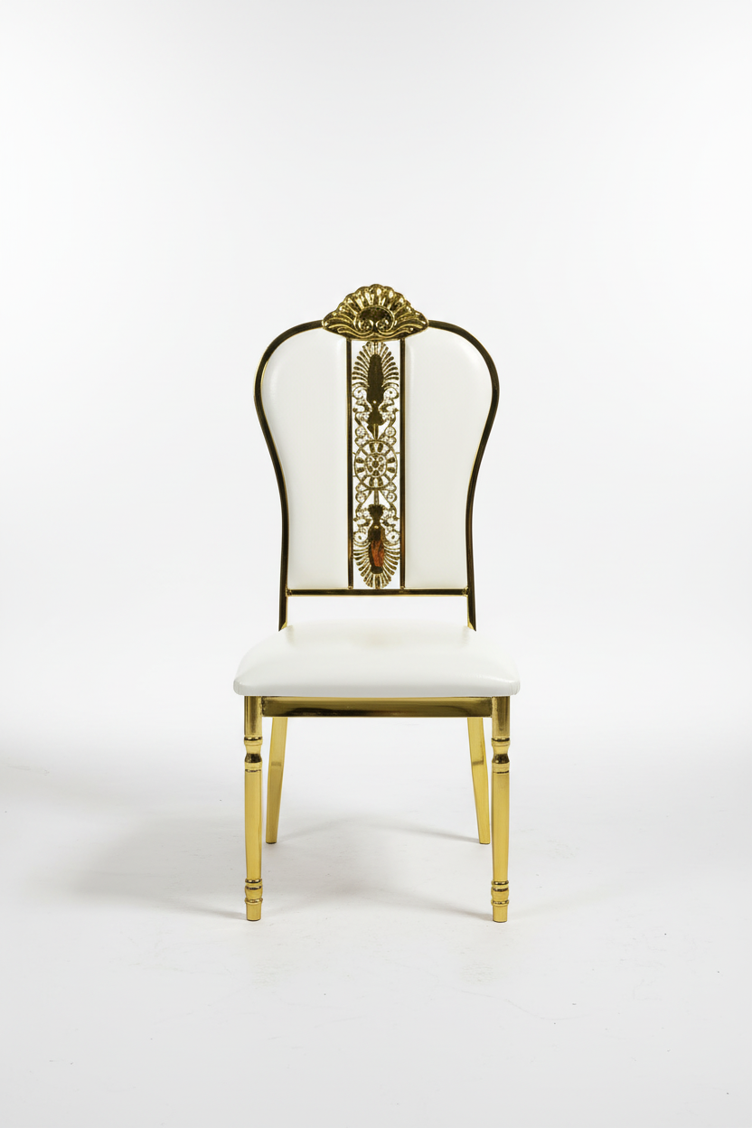 White and gold ornate chair - focused product image